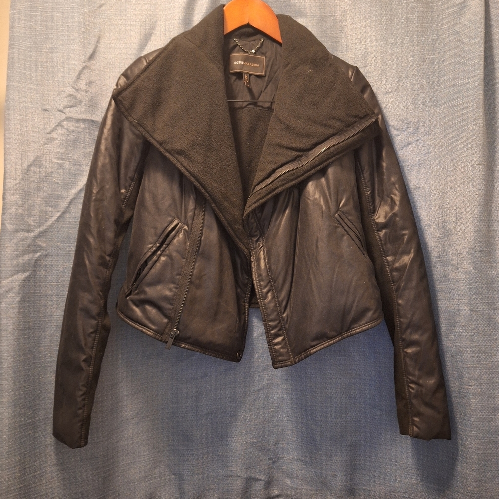 BCBG Max Azria Asymetrical Zipper Front Black Jacket Small